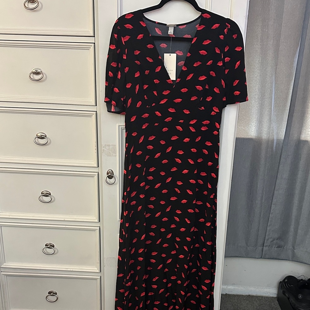 a new day Black Maxi Dress with Red Accents